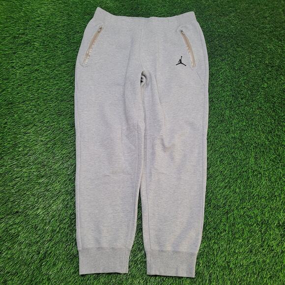 Nike Air Jordan Athletic Tapered Joggers Mens XL Heather Grey Tech Fleece Zipper - Picture 1 of 6